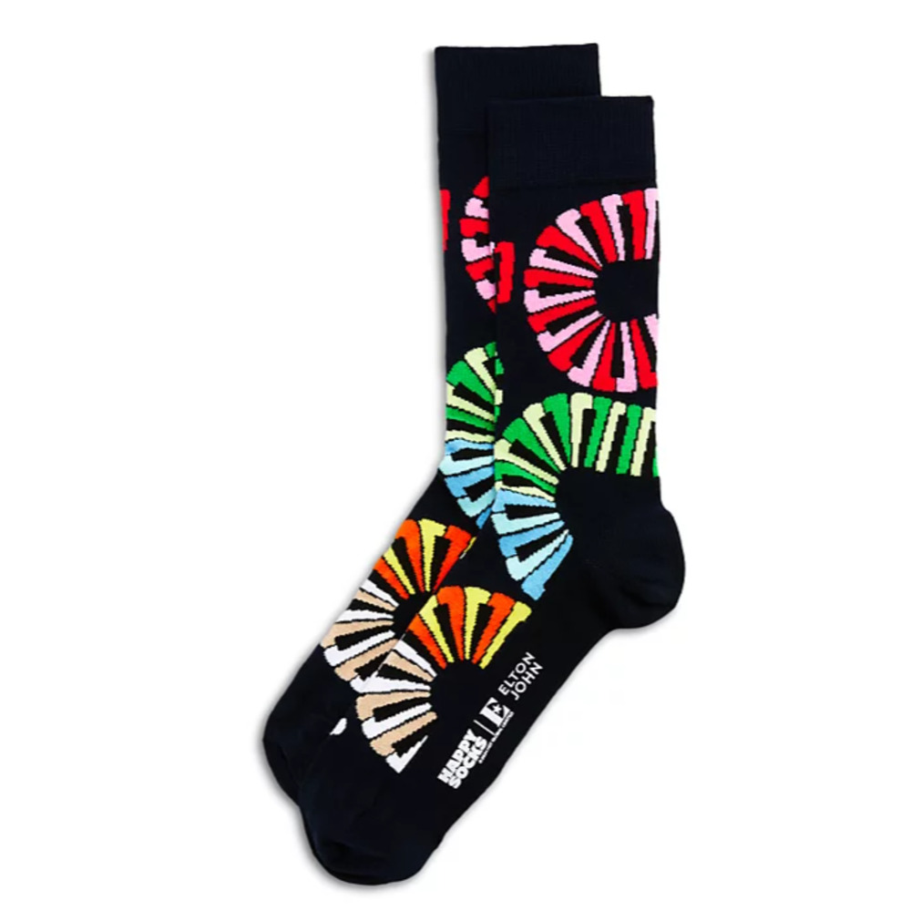 Happy Socks X Elton John Men Piano Notes Crew Socks Multi Fits Shoe Size 8-10